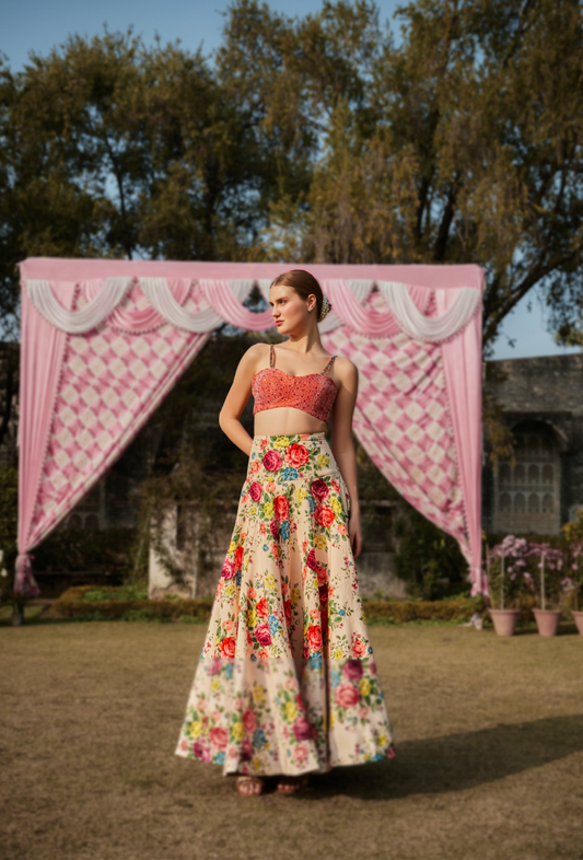 The Red Rose Lehenga