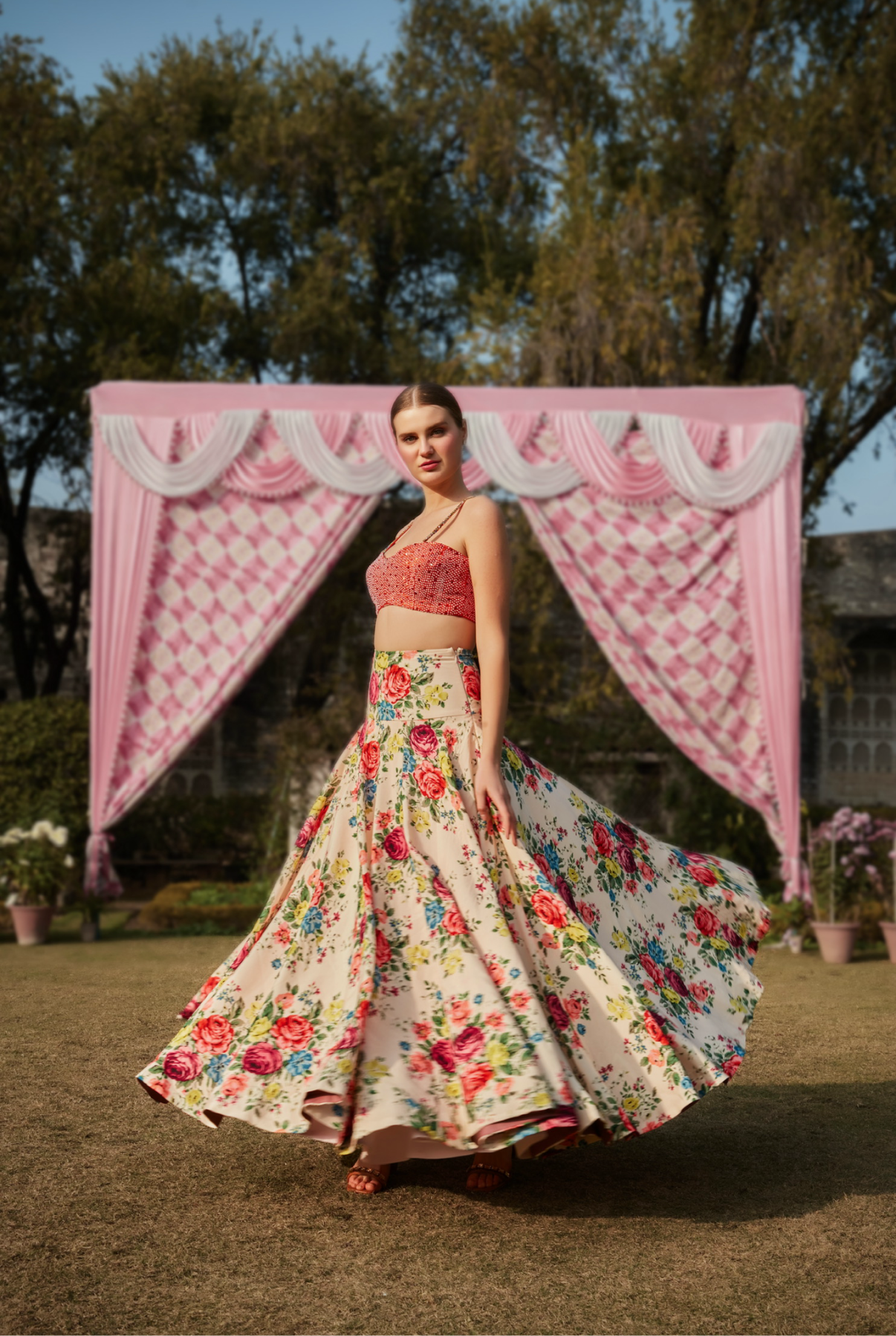 The Red Rose Lehenga