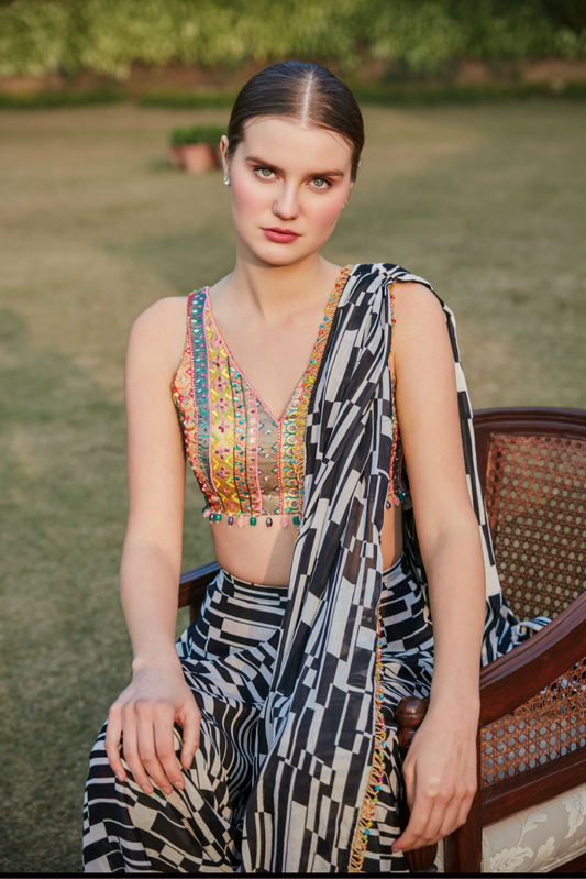 The Queeny Saree - Crystal Embellished Saree by Surabhi Gandhi