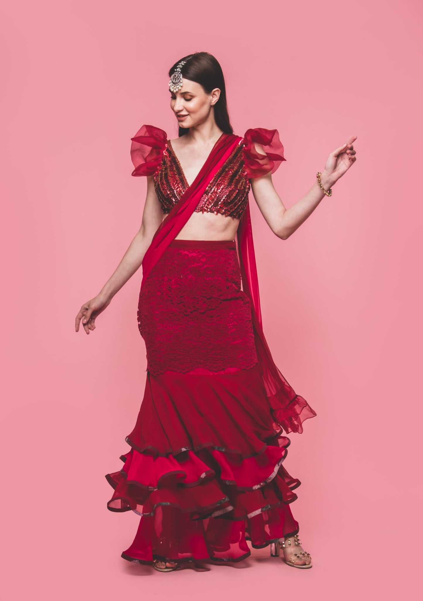 The Red Velvet Saree