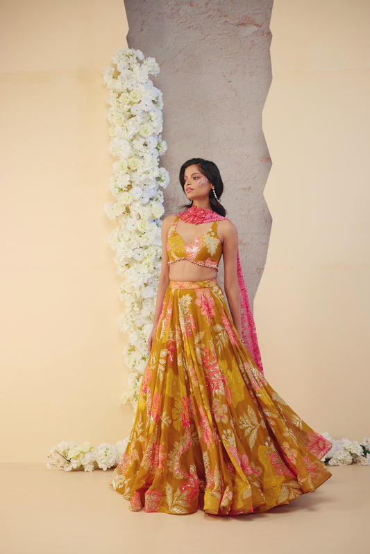 The Amber Bloom Lehenga Set