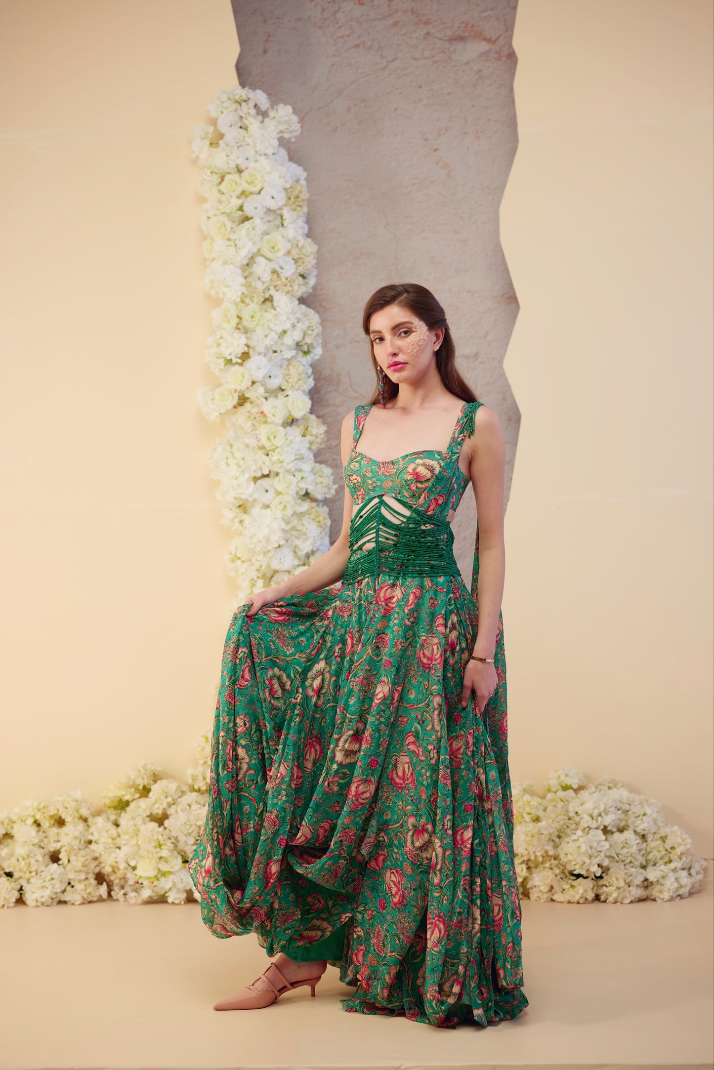 Embrald Jardin Draped Skirt Set