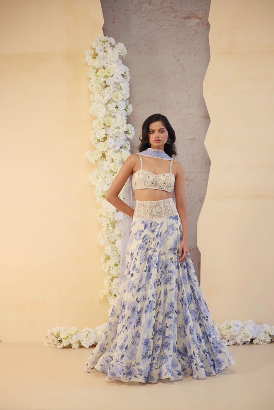 The Bleu Jardin Skirt Set