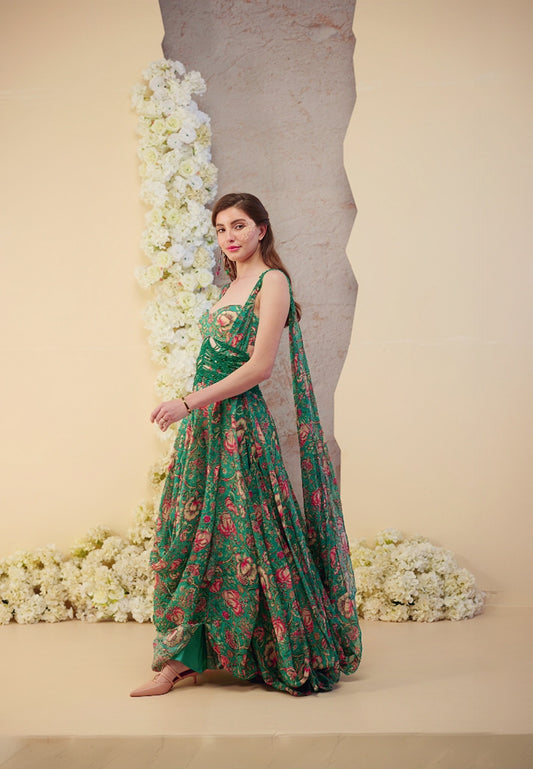 Embrald Jardin Draped Skirt Set
