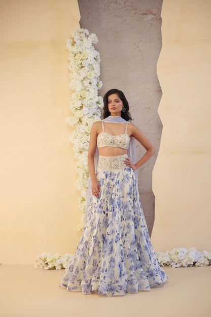 The Bleu Jardin Skirt Set
