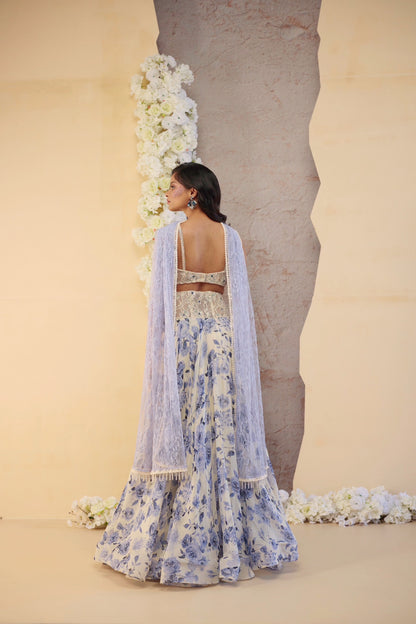 The Bleu Jardin Skirt Set