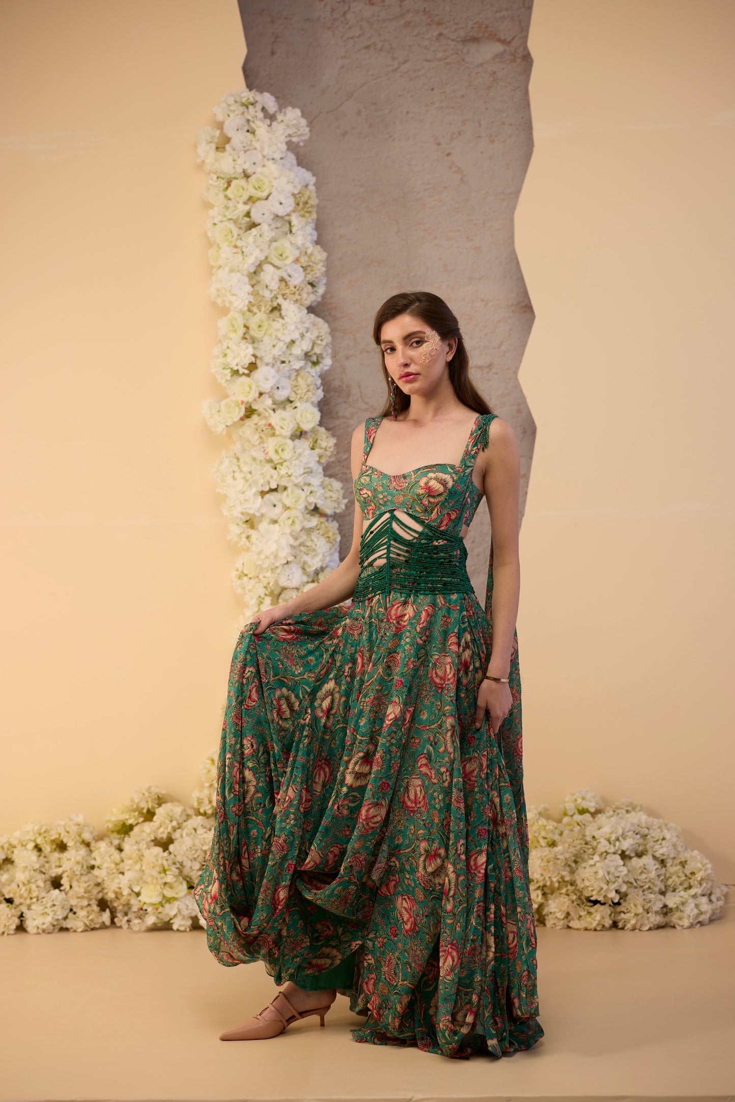 Embrald Jardin Draped Skirt Set