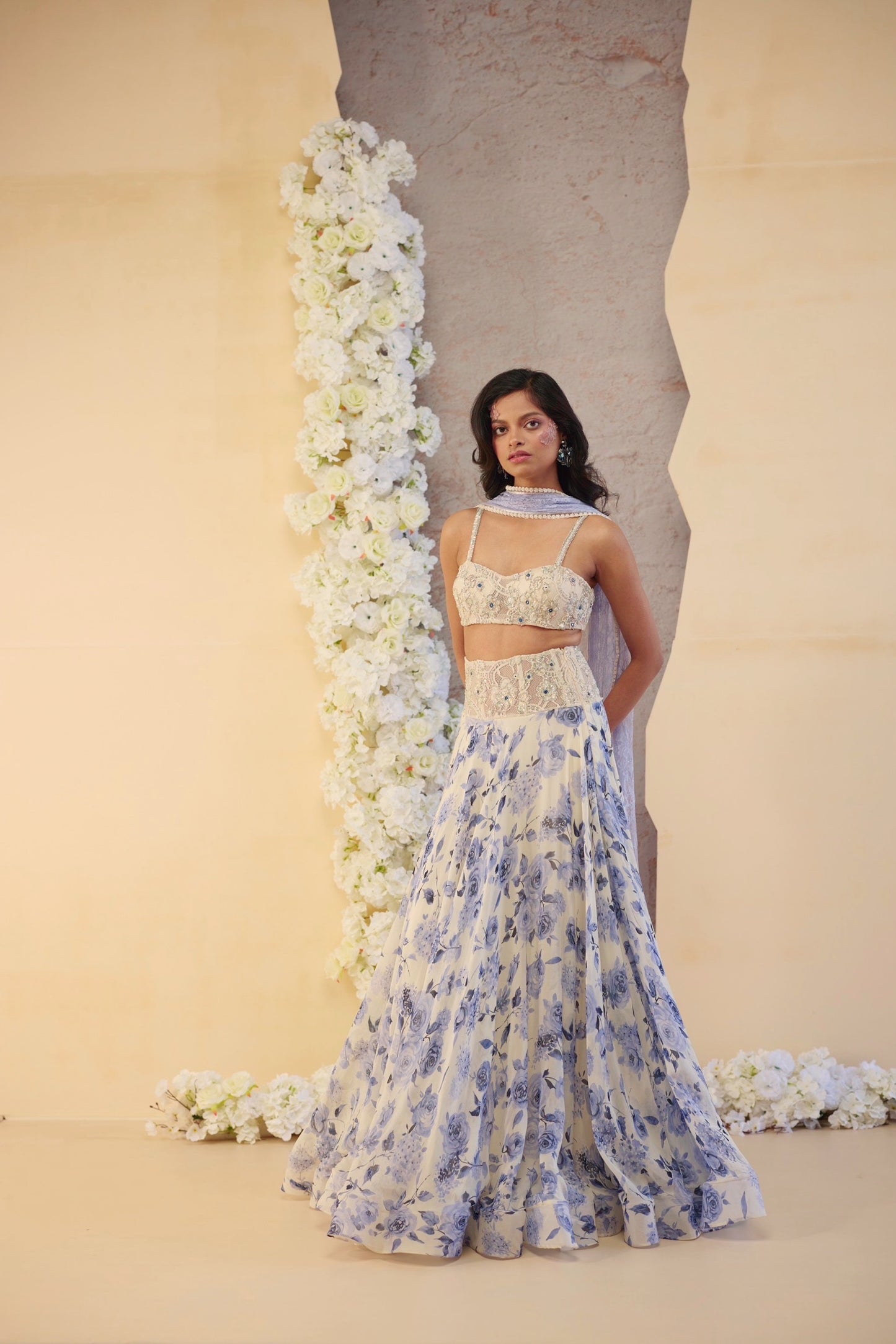 The Bleu Jardin Skirt Set