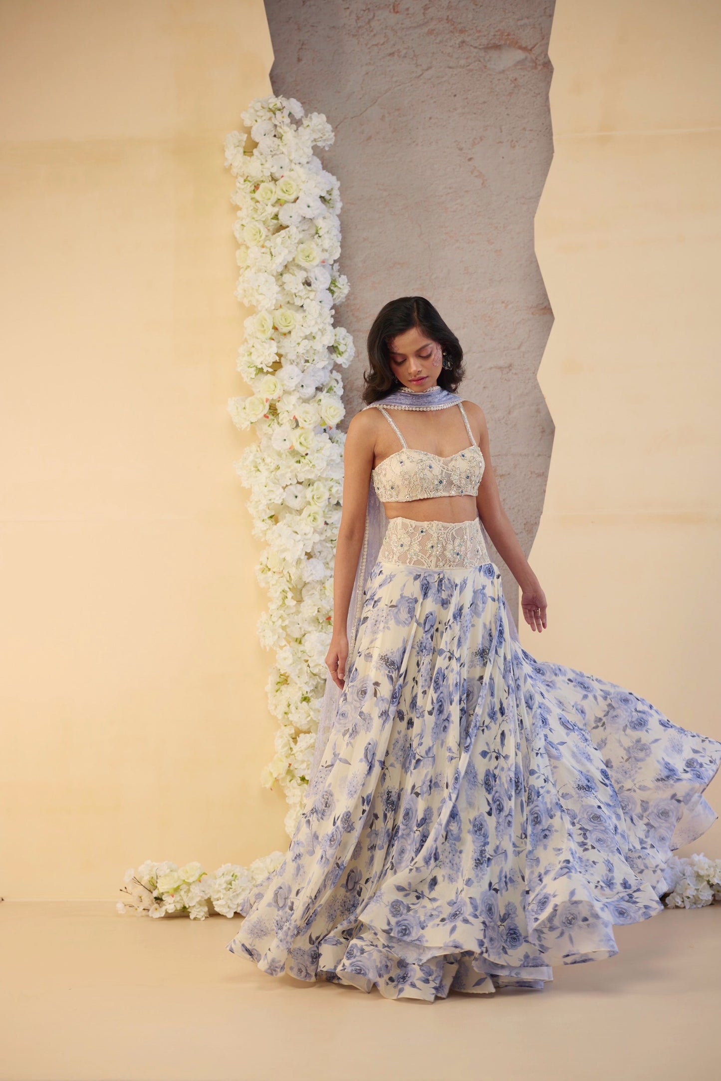 The Bleu Jardin Skirt Set