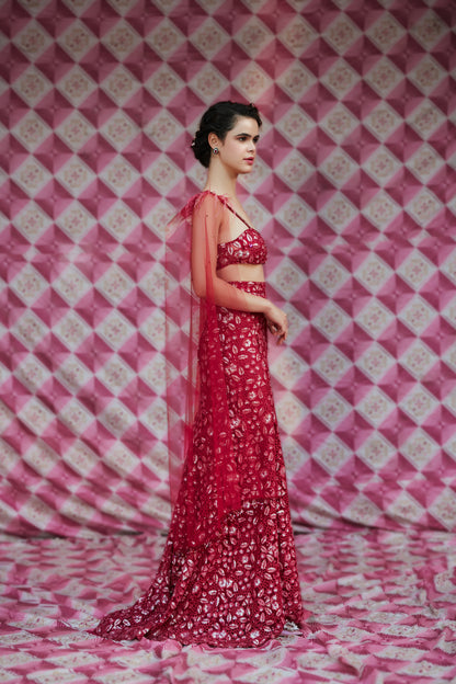 The Burgundy Lehenga