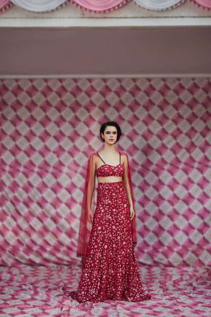 The Burgundy Lehenga