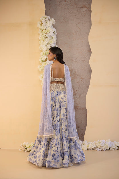 The Bleu Jardin Skirt Set