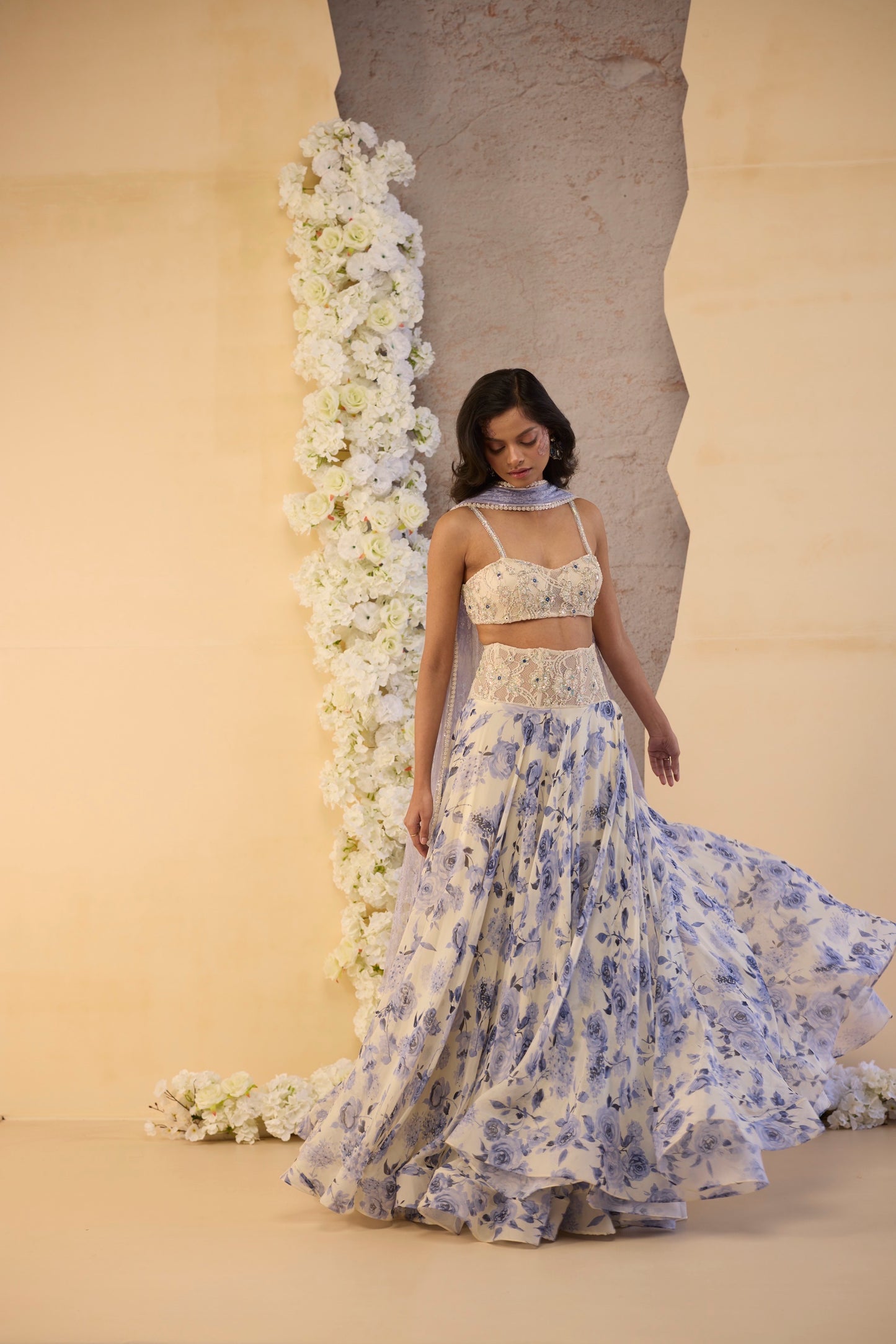 The Bleu Jardin Skirt Set