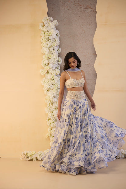 The Bleu Jardin Skirt Set