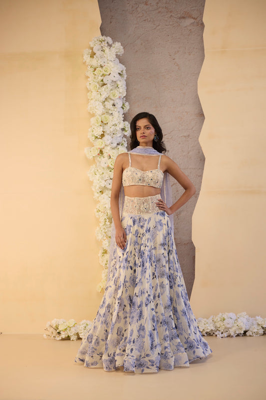 The Bleu Jardin Skirt Set