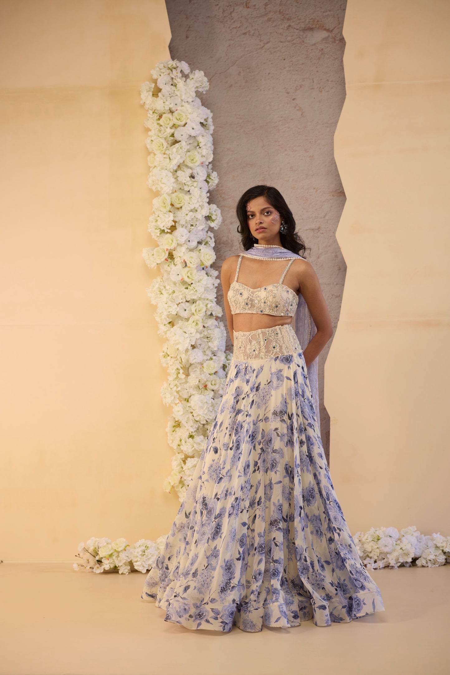 The Bleu Jardin Skirt Set