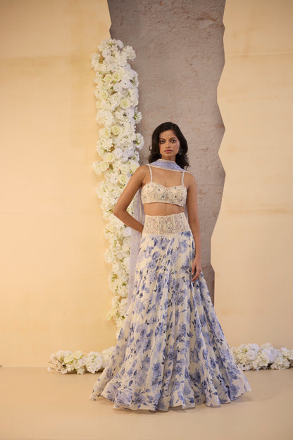 The Bleu Jardin Skirt Set