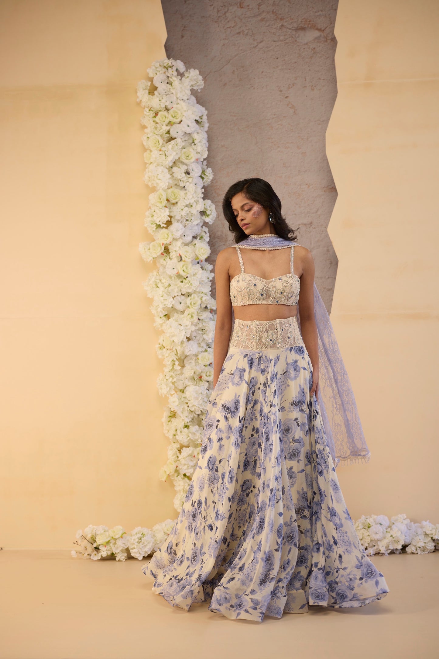 The Bleu Jardin Skirt Set