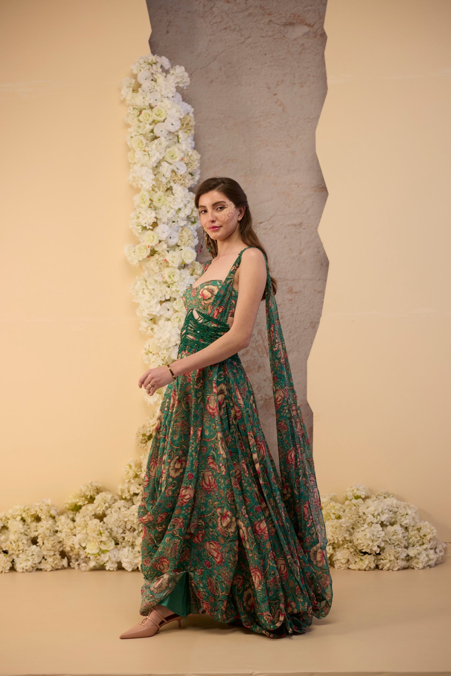 Embrald Jardin Draped Skirt Set