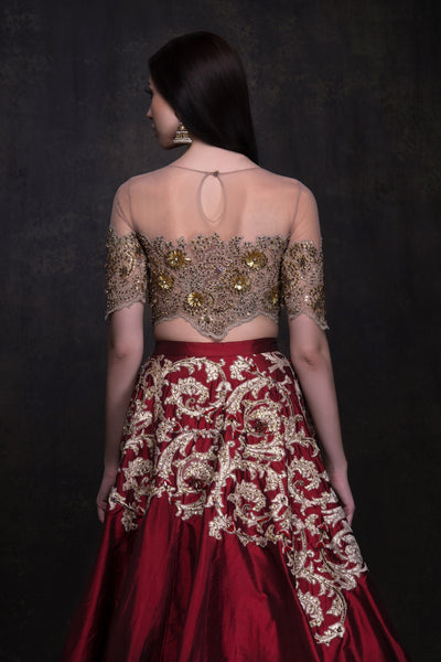Dupahariya - The Scarlet Mallow Lehenga