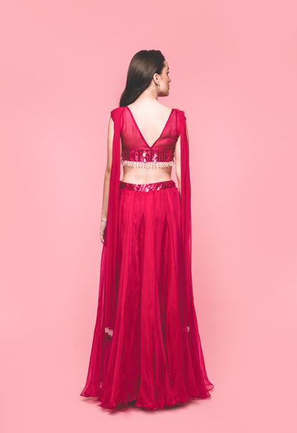 The Cranberry Swirl Lehenga