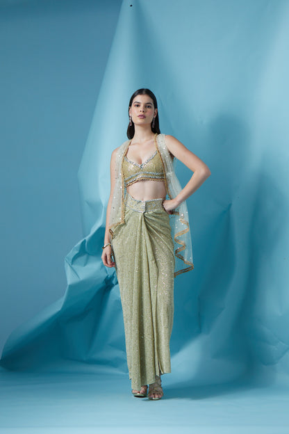 The Champagne Set - Sequin Embroidery Coord Set by Surabhi Gandhi